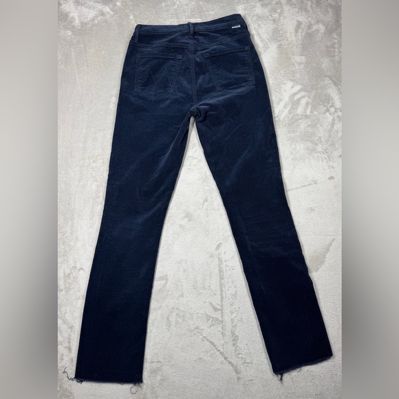 MOTHER Pants - MOTHER Mid Rise Dazzler Corduroy Ankle Fray Night Sky Dark Navy Blue Pants 24